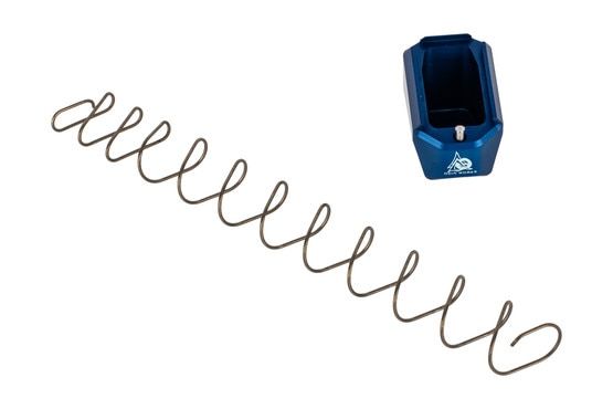 Odin Works Pistol Magazine Base adds 5 rounds of 9mm to Glock G17 and G19 magazines. Blue finish.